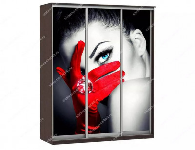 Шкаф купе Модерн 1776х600 3-х дверный 3-х секционный фотопечать №1 венге