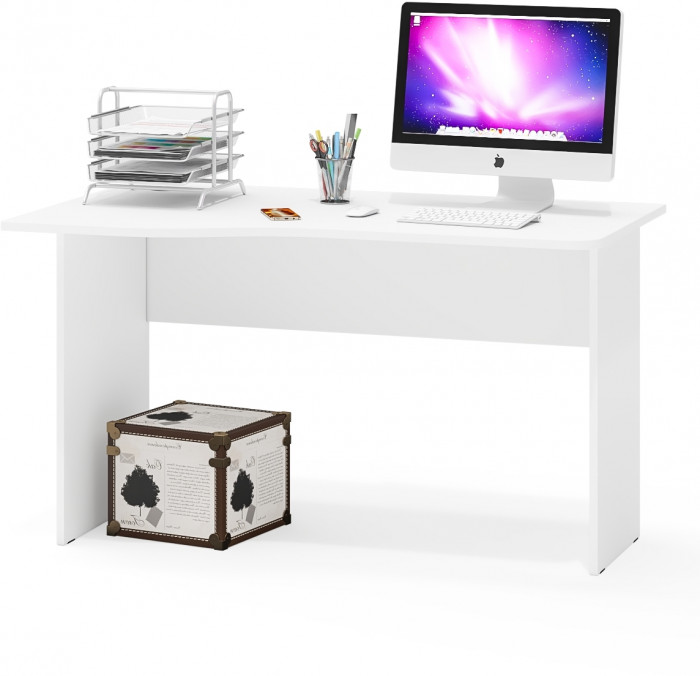 Стол письменный С-МД-1-04, цвет белый шагрень, ШхГхВ 130х75х74 см., универсальная сборка