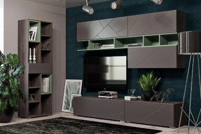 Гостиная Summit комплектация 8 Ясень анкор тёмный/софт графит/капучино