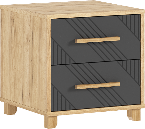 Ирис Тумбы прикроватные, браш графит/дуб крафт (2шт)