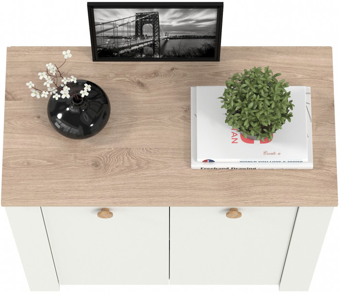 Джастин 16.228.02 Комод, цвет белый шагрень/дуб белый эксклюзив, ШхГхВ 76,6х39,2х75,3 см. (две дверки)