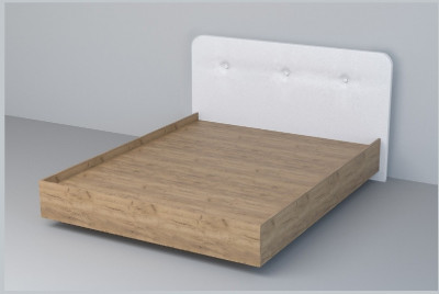 Кровать 1,4 арт.031 (Пуговицы) ЛН. (Дуб Крафт Золотой/К/з Белый Глянец)