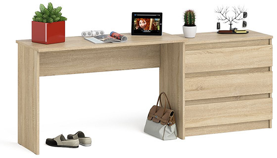Мори Стол письменный МСП1200.1 + Комод МК800.1, цвет дуб сонома, ШхГхВ 200,8х50х76,6 см., универсальная сборка
