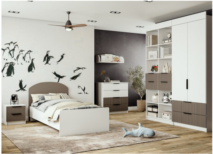 Модульная детская Лавис, композиция 6, Белый/Белый софт / Грей софт