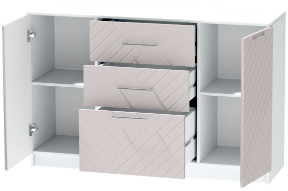 Комод №3 "Иннэс-7", Белый/Грэй софт