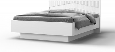 Кровать двуспальная 140х200 "Оливия" с щитовым основанием - Белый текстурный/Ясень белый