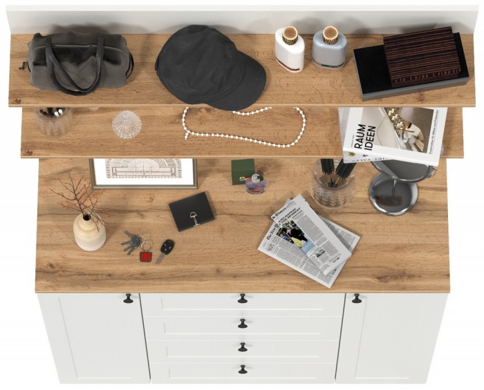 Остин Прихожая 71, цвет белый шагрень/дуб крафт золотой, ШхГхВ 120х41,9х180 см.