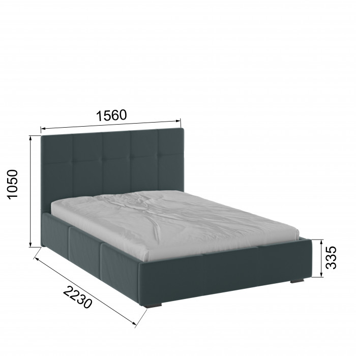 Рио Кровать интерьерная 140 серый квадрат, ортопед