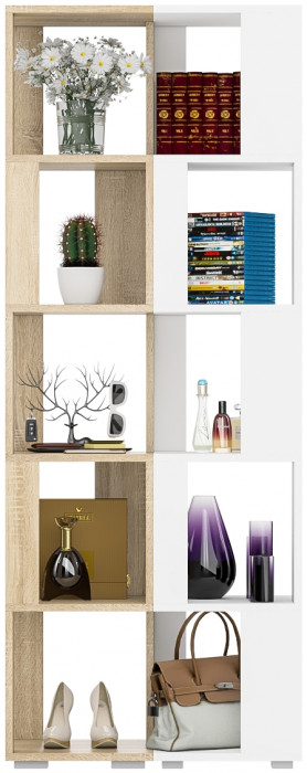 Стеллаж СВК 2 шт., цвет дуб сонома/белый, ШхГхВ 70х35х179 см.(дуб сонома 1 шт. + белый 1 шт.)