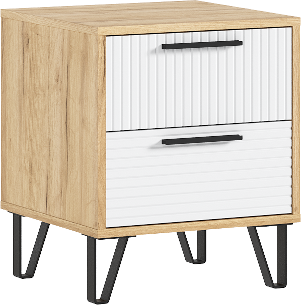 Флэш Тумбы прикроватные, браш вайт/дуб крафт (2шт)