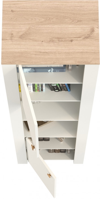 Джастин 16.306 Шкаф торцевой, цвет белый шагрень/дуб белый эксклюзив, ШхГхВ 54,8х38,9х225,7 см., универсальная сборка