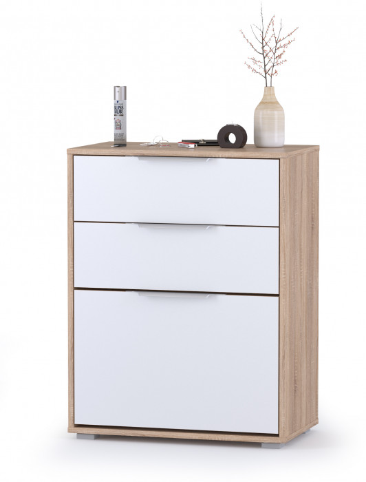 Куба Комод 13.113, цвет дуб сонома/белый премиум, ШхГхВ 65х38,3х84,2 см.