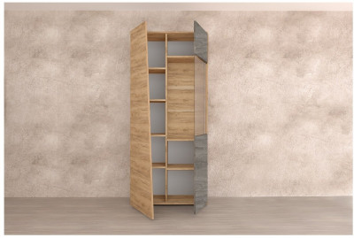 Аллегро 10 Шкаф 2-створчатый со стеклом (Крафт золотой/Камень темный)