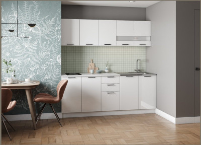 Кухонный гарнитур ЛДСП Дуся 2000, Белый бриллиант/Белый