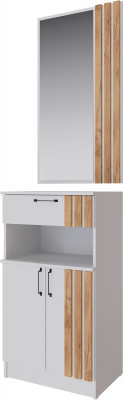 Кано Тумба с зеркалом КПТ белый/дуб крафт золотой