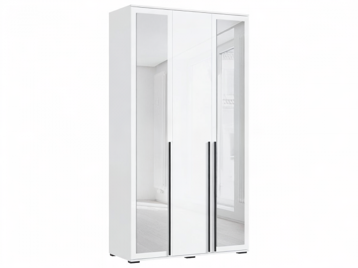 Норд Шкаф 3-х створчатый 1200 с 2-мя зеркалами, Белый глянец/Белый