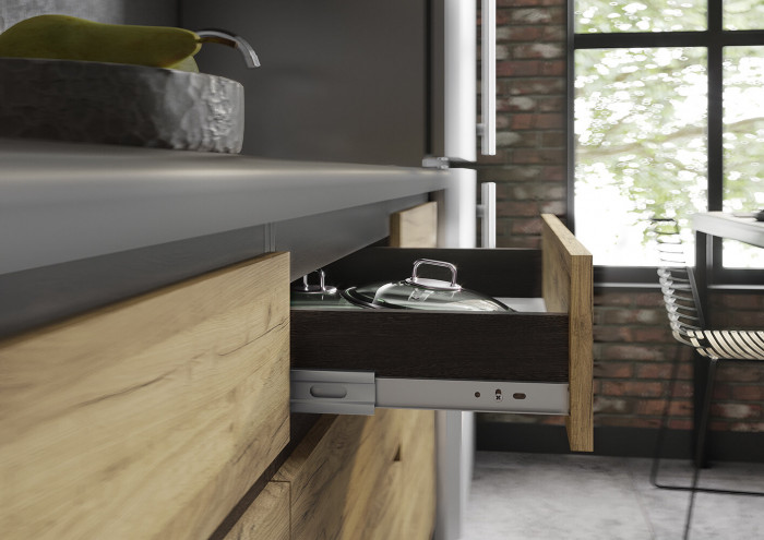 Готовая кухня Лофт 2.0 м, Венге, Черный янтарь