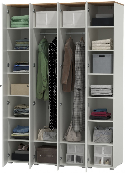 Остин 13.225 Шкаф-пенал 4 шт., цвет белый шагрень/дуб крафт золотой, ШхГхВ 160х54,3х229,6 см., универсальная сборка