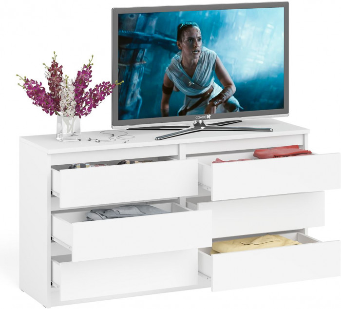 Мори Комод МК1380.6, цвет белый, ШхГхВ 138х41х73 см.