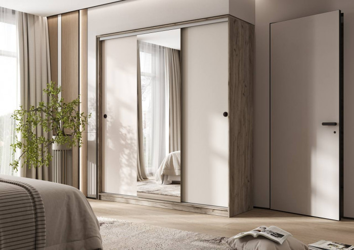 Шкаф-купе Альянс 2,0м, Крафт серый/Кашемир