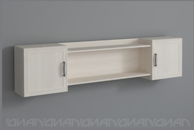 Колибри Полка навесная 1,9м, рамка, Бодега белая/Сандал светлый