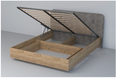 Кровать 1,4 арт.031 (Пуговицы) ПМ. (Дуб Крафт Золотой/Стальной Серый)