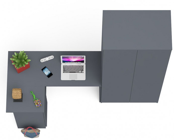 Мори Стол компьютерный МС-16 левый + Шкаф МШ800.1, цвет графит, ШхГхВ 204,8х84,9х209,6 см., выдвижные ящики слева, НЕ универсальная сборка