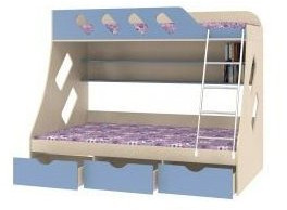 Дельта-20.01 Детская двухъярусная кровать с лестницей (Голубой, Белый)
