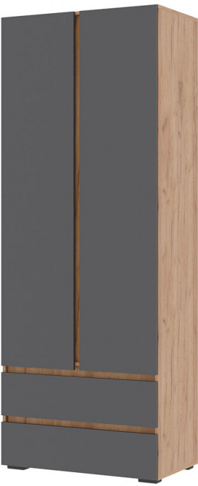 Хелен ШК 01 Шкаф 2х створчатый(0,800х2,100х0,460) серый графит/дуб крафт золото