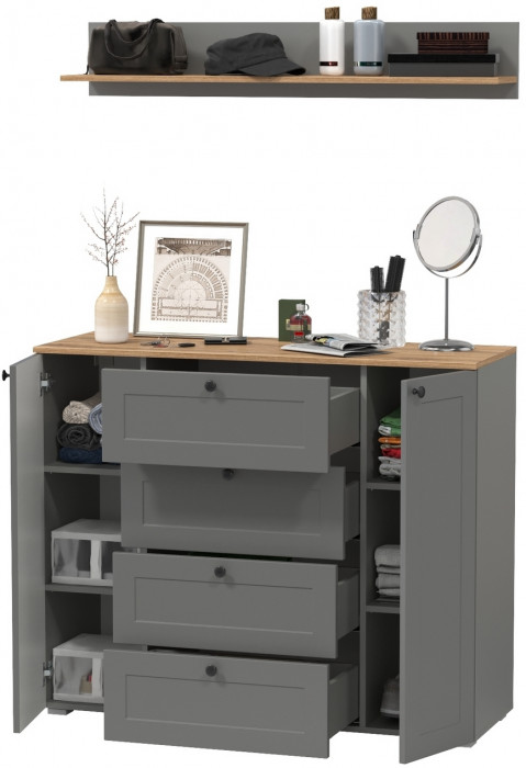 Остин Прихожая 72, цвет серый графит/дуб крафт золотой, ШхГхВ 120х41,9х160 см.