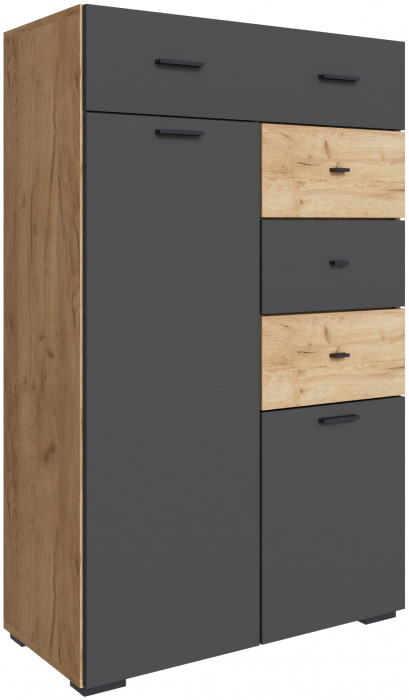 Комод Дублин, Дуб крафт золотой/Графит серый
