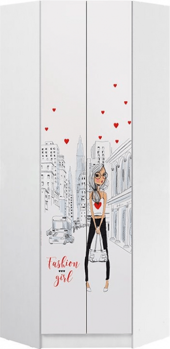 Вега NEW Girl Шкаф угловой (Белый / Белый глянец)