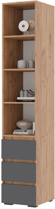 Хелен ПН 02 Пенал открытый (0,400х2,100х0,460) серый графит/дуб крафт золото