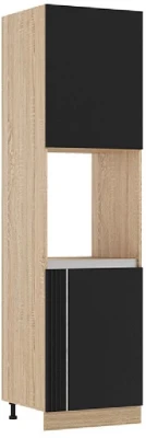 Кухня МДФ Карина Пенал (для встраиваемой бытовой техники) Пластер Блэк/Сонома