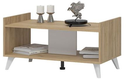 ИРИС СТ-03 Стол журнальный (935х465х500) белый/дуб крафт золото