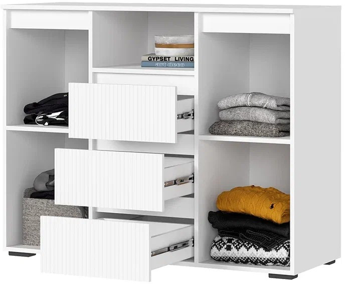 Хелен КМ 01 Комод 1202 (1.202х0.958х0.460) белый супермат, белый/белый