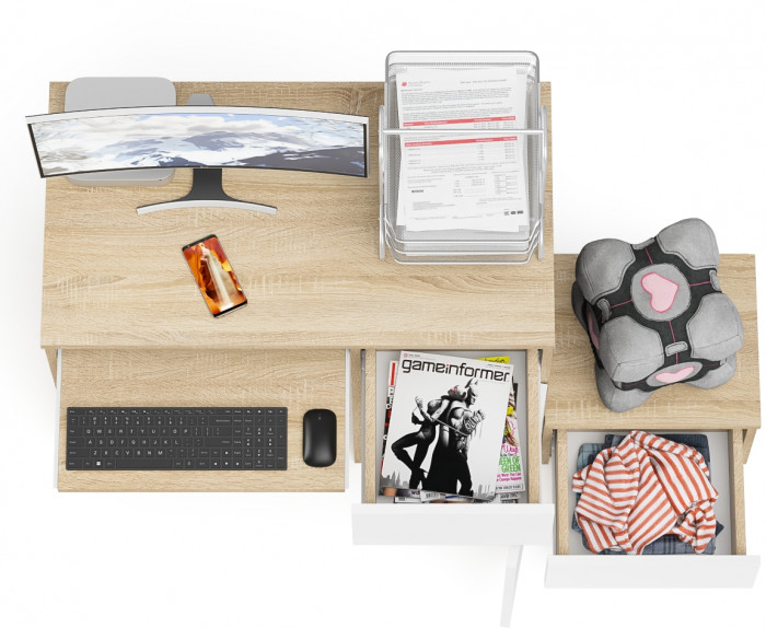 Мори Стол компьютерный МС-1 правый + Тумба ТМП400.1, цвет дуб сонома/белый, ШхГхВ 130,4х50х76,6 см., выдвижной ящик справа, НЕ универсальная сборка