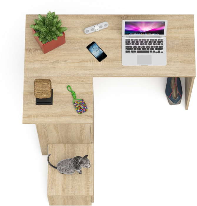 Мори Стол компьютерный МС-16 левый + Тумба ТМП400.1, цвет дуб сонома, ШхГхВ 164,8х84,9х76,6 см., выдвижные ящики слева, НЕ универсальная сборка