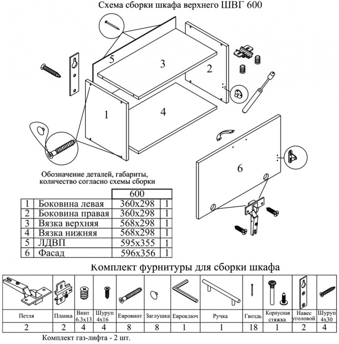 Кухня Мебель--24 ШВГ600 Шкаф горизонтальный 60 см., цвет корпус белый/фасад ДСП белый, ШхГхВ 60х32х36 см.
