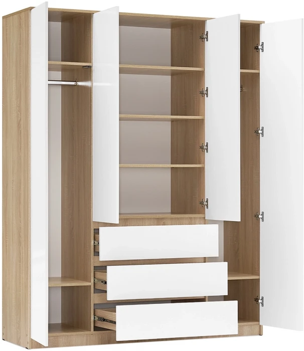 Челси Шкаф 1600 (Белый глянец, Дуб Сонома)