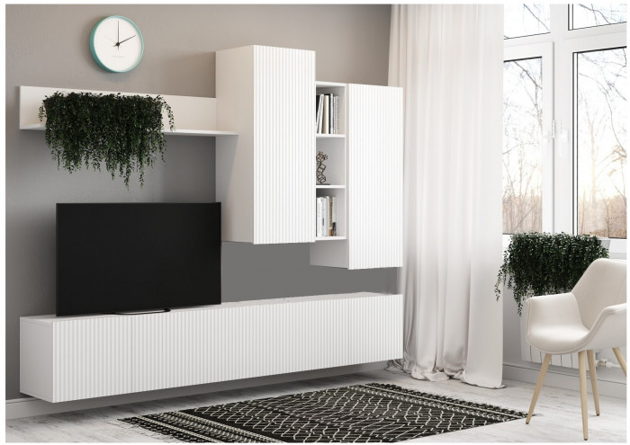 Гостиная Сканди (Белый / Белый глянец)