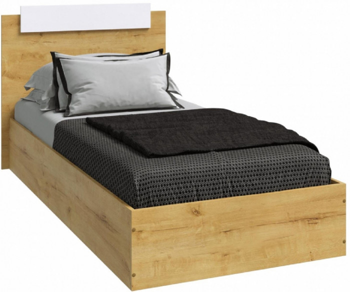 Эко Кровать 900, Вотан/Белый гладкий