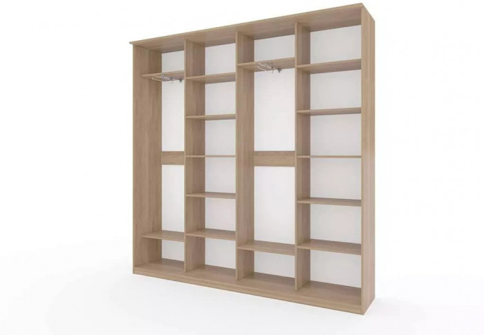 Шкаф купе Модерн 2362х450 4-х дверный 4-х секционный зеркальный с пескоструем №2 ясень