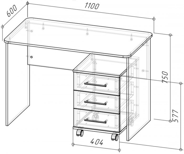 Бруно Стол с тумбой Дуб Вотан / Серый графит