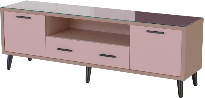 Тумба ТВ интерьерная 1,6 Ланс пыльная роза/мдф пудра