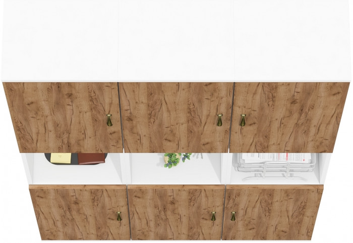 Лидер-8 Пенал 3 шт., цвет белый шагрень/крафт золото, ШхГхВ 120х30х190 см., универсальная сборка