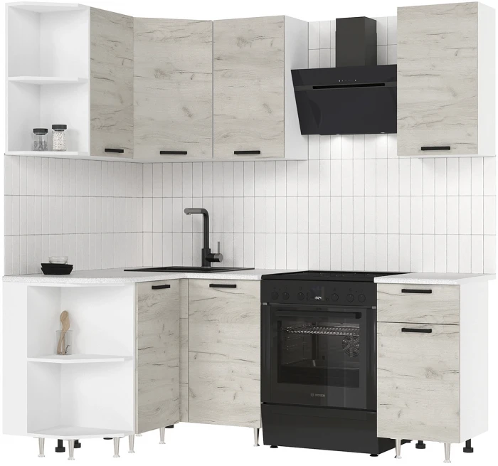 ЛДСП Кухня Рио NEW 2,0х1,3м дуб крафт белый (антарес)