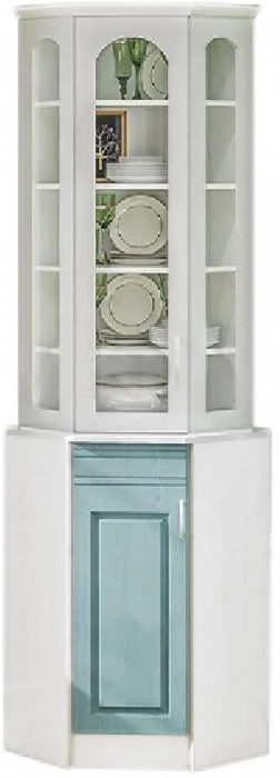 Буфет Констанция угловой (Белый матовый / голубой)