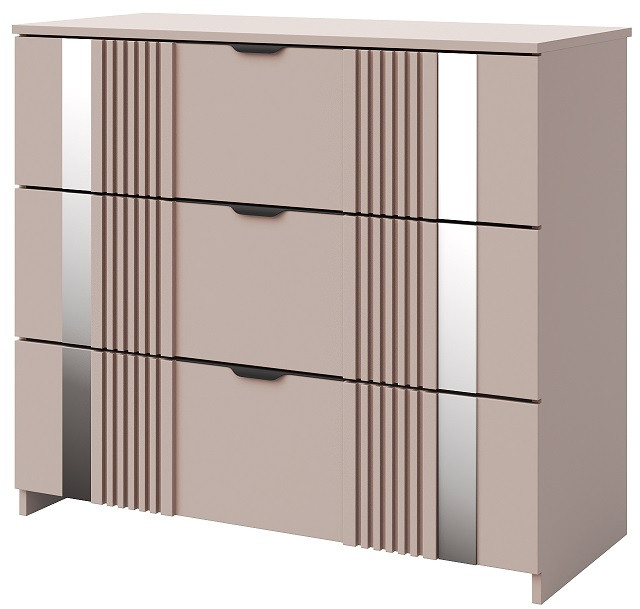 Комод 3 ящика "Харди" с зеркальными вставками - Латте/Ирландский ликер