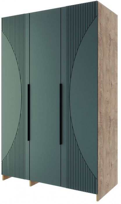 Шкаф 3-х дверный "Монтале" - Дуб канзас/Зеленый матовый